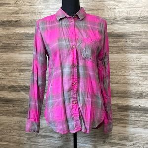 American Eagle Vintage Boyfriend Plaid Top Size Small